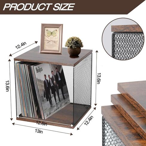 tuu 3 Cubes Vinyl Record Storage, DIY Stackable Wooden Crate ‌Vinyl Holder Over for 150+ Records Case Box for 7/10/12 inch in Saudi Arabia