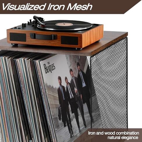 tuu 3 Cubes Vinyl Record Storage, DIY Stackable Wooden Crate ‌Vinyl Holder Over for 150+ Records Case Box for 7/10/12 inch in Saudi Arabia