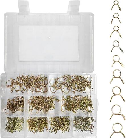 310PCS 5-13mm Spring Hose Clamps, Double Wire Fuel Line Hose Tubing Spring Clips Clamps, 9 Sizes Water Pipe Air Tube Fasteners Assortment Kit for Motorcycle Scooter ATV in Saudi Arabia