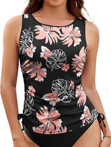 ZAFUL Tankini قمم للنساء فقط - متواضعة السباحة تانك الأعلى الرقبة مغرفة الجانب الرباط البطن السيطرة ملابس السباحة أعلى لا أسفل in Kuwait
