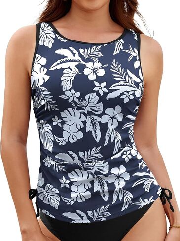 ZAFUL Tankini قمم للنساء فقط - متواضعة السباحة تانك الأعلى الرقبة مغرفة الجانب الرباط البطن السيطرة ملابس السباحة أعلى لا أسفل in Kuwait