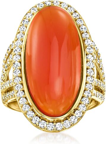 Ross-Simons Carnelian and 1.80 ct. t.w. White Topaz Ring in 18kt Gold Over Sterling in Saudi Arabia