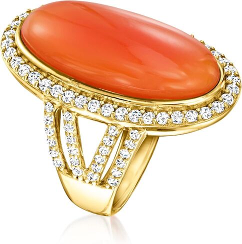 Ross-Simons Carnelian and 1.80 ct. t.w. White Topaz Ring in 18kt Gold Over Sterling in Saudi Arabia