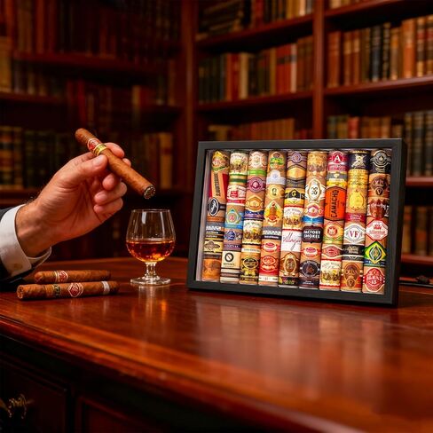 إطار صندوق ظلال ممتاز للأشرطة القابلة للتجميع وحلقات الملصقات - حافظة عرض شريطية مقاس 12.4 بوصة مع 60 ملصقًا فنيًا - فن جداري للذاكرة وهدية ديكور على سطح الطاولة للرجال والأب وهواة الجمع in Kuwait