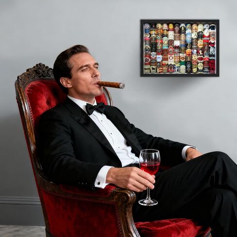 إطار صندوق ظلال ممتاز للأشرطة القابلة للتجميع وحلقات الملصقات - حافظة عرض شريطية مقاس 12.4 بوصة مع 60 ملصقًا فنيًا - فن جداري للذاكرة وهدية ديكور على سطح الطاولة للرجال والأب وهواة الجمع in Kuwait