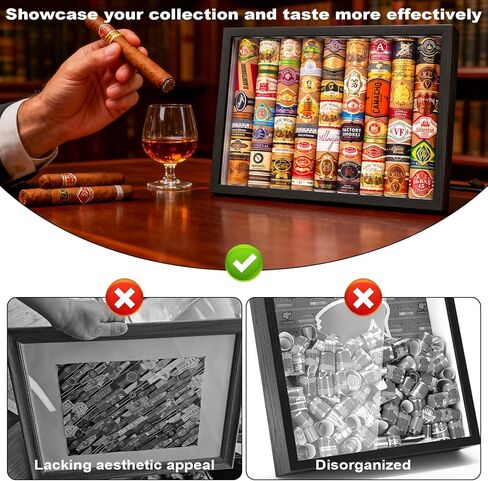 إطار صندوق ظلال ممتاز للأشرطة القابلة للتجميع وحلقات الملصقات - حافظة عرض شريطية مقاس 12.4 بوصة مع 60 ملصقًا فنيًا - فن جداري للذاكرة وهدية ديكور على سطح الطاولة للرجال والأب وهواة الجمع in Kuwait