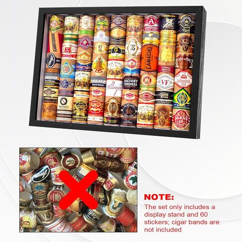 إطار صندوق ظلال ممتاز للأشرطة القابلة للتجميع وحلقات الملصقات - حافظة عرض شريطية مقاس 12.4 بوصة مع 60 ملصقًا فنيًا - فن جداري للذاكرة وهدية ديكور على سطح الطاولة للرجال والأب وهواة الجمع in Kuwait