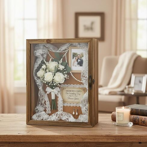 صندوق تظليل خشبي بعرض عميق مقاس 11 × 14 بوصة مع زجاج حقيقي - عمق 5 بوصة للمقتنيات والتذكارات والدمى والألعاب، أو سطح الطاولة أو الحائط، يتضمن لوحة خلفية من الفلين و10 دبابيس in Kuwait
