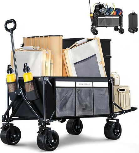 عربات باروينج قابلة للطي 260 لتر، 49 بوصة، عربة كبيرة قابلة للطي مع عجلات لجميع التضاريس، عربة شديدة التحمل بوزن 560 رطل، عربة قابلة للطي للتخييم والتسوق وصيد الأسماك في الهواء الطلق in Kuwait