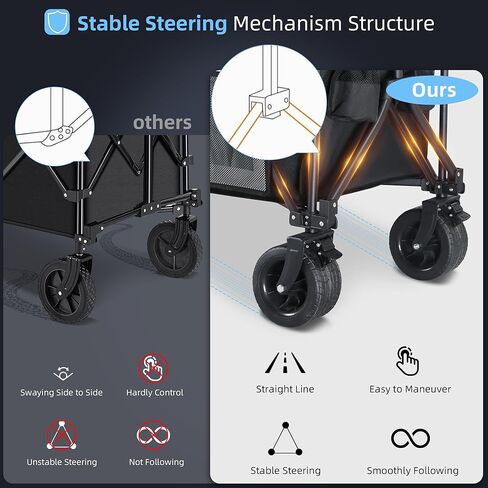 عربات باروينج قابلة للطي 260 لتر، 49 بوصة، عربة كبيرة قابلة للطي مع عجلات لجميع التضاريس، عربة شديدة التحمل بوزن 560 رطل، عربة قابلة للطي للتخييم والتسوق وصيد الأسماك في الهواء الطلق in Kuwait