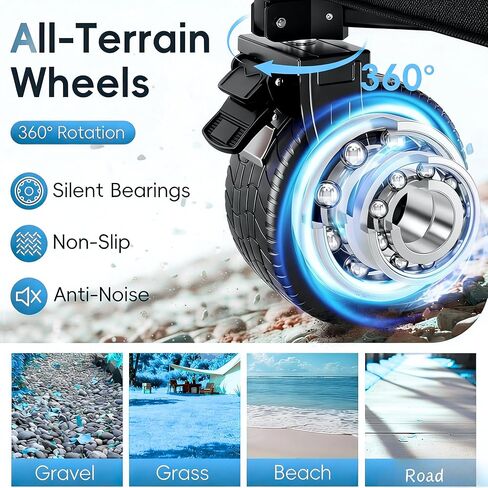 عربات باروينج قابلة للطي 260 لتر، 49 بوصة، عربة كبيرة قابلة للطي مع عجلات لجميع التضاريس، عربة شديدة التحمل بوزن 560 رطل، عربة قابلة للطي للتخييم والتسوق وصيد الأسماك في الهواء الطلق in Kuwait