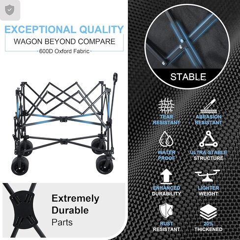 عربة BARWING ذات الطابقين سعة كبيرة 400 لتر و600 رطل عربة رياضية شديدة التحمل قابلة للطي بعجلات كبيرة، عربة قابلة للطي ممتدة مقاس 50 بوصة للتخييم والصيد والتسوق والاستخدام في الهواء الطلق in Kuwait