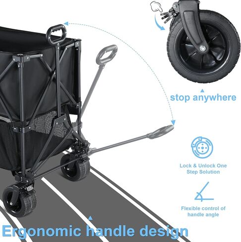 عربة BARWING ذات الطابقين سعة كبيرة 400 لتر و600 رطل عربة رياضية شديدة التحمل قابلة للطي بعجلات كبيرة، عربة قابلة للطي ممتدة مقاس 50 بوصة للتخييم والصيد والتسوق والاستخدام في الهواء الطلق in Kuwait