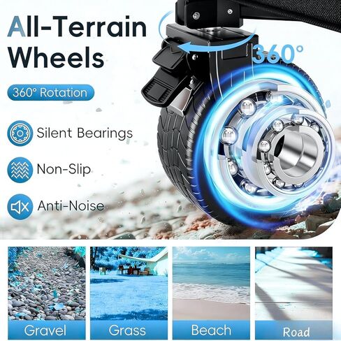 عربة BARWING ذات الطابقين سعة كبيرة 400 لتر و600 رطل عربة رياضية شديدة التحمل قابلة للطي بعجلات كبيرة، عربة قابلة للطي ممتدة مقاس 50 بوصة للتخييم والصيد والتسوق والاستخدام في الهواء الطلق in Kuwait