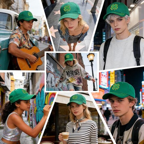 قبعة JQinHome St Patricks Day قبعة بيسبول خضراء، تطريز رائع على شكل شامروك البرسيم، قبعة أيرلندية قابلة للتعديل للرجال والنساء in Kuwait