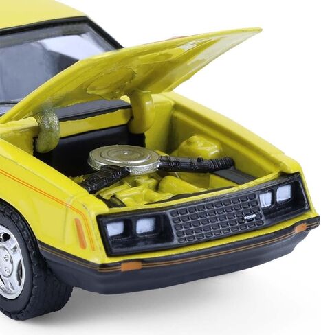 Greenlight Collectibles 13370-C Muscle Series 30-1:64 Scale Diecast Model - 1979 Mustang Cobra Fastback - Bright Yellow with Black and Red Cobra Hood Graphics and Stripe Treatment in Saudi Arabia