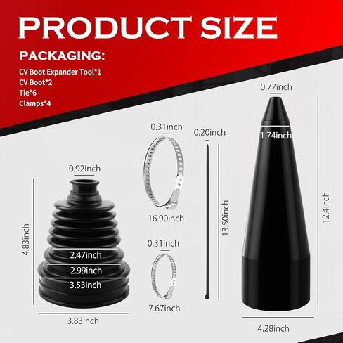 2PCS Car CV Boot Repair Kit Contains CV Boot Expander Tool,Upgraded Car CVs Axle Boots Repair Kit for Dust and Water Resistance,Silicone CVs Joint Boots for 2.47"/2.99"/3.53" Calibers in Saudi Arabia
