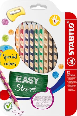 STABILO - Ergonomic Colouring Pencil for Left-handers - EASYcolors - 12 Pack with Sharpener - with 12 Special Colours in Saudi Arabia
