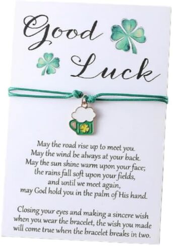 XAM St. Patrick's Day Green Enamel Bracelets - Lucky Clover and Beer Card Charms, Ideal for Celebrations & Casual in Saudi Arabia