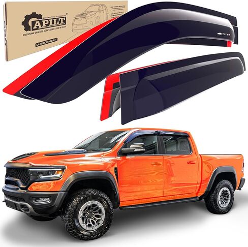 أقنعة نافذة كبيرة لحراس المطر لعام 2022-2026 تويوتا تندرا CrewMax الكابينة خارج جبل تنفيس الرياح منحرف شاحنة الملحقات الدخان الداكن مجموعة 4 قطع مع سمكا in Kuwait