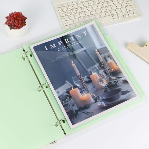 Buqoo 3-Ring Binder with Front Pockets, 5-Tab A4 Green Plastic Binder Dividers Set, Slant Pocket Page Organizer for Documents, 5 Sheets per Set (9.3" x 11.2") in Saudi Arabia