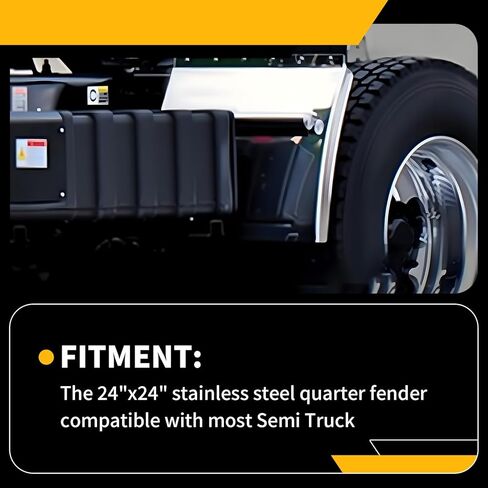 24" x 24" Pair of Stainless Steel Quarter Fenders Compatible with Semi Truck Heavy Duty Bracket Quarter Fender in Saudi Arabia