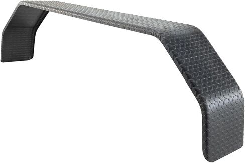 RecPro Black Steel Tandem Axle Fender with Backer Skirt | 14 Gauge Diamond Plate | 10"W x 72"L x 19 ¾"H | Bolt-On Angular Trailer Fender | Made in USA (2) in Saudi Arabia