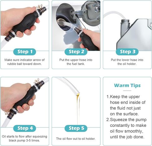 مضخة نقل الوقود اليدوية، مضخة يدوية يدوية للخزانات مع مضخة نقل واحدة وخراطيم سيفون PVC متينة مطورة 15 مم تتضمن مشابك خرطوم وأبازيم معدنية وتركيبات نحاسية in Kuwait