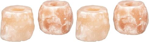 حامل شموع توهج الهيمالايا، مصباح ملح منحوت يدويًا على الطراز الطبيعي لديكور المنزل - عبوتان in Kuwait