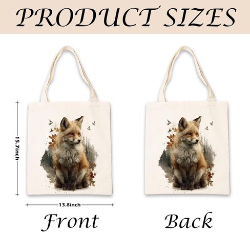 Cute Fox Art Canvas Tote Bag, Fox Lover Gift, Animal Themed Aesthetic Reusable Shopping Bags, Funny Shoulder Bag for Shopping Work Travel Beach in Saudi Arabia