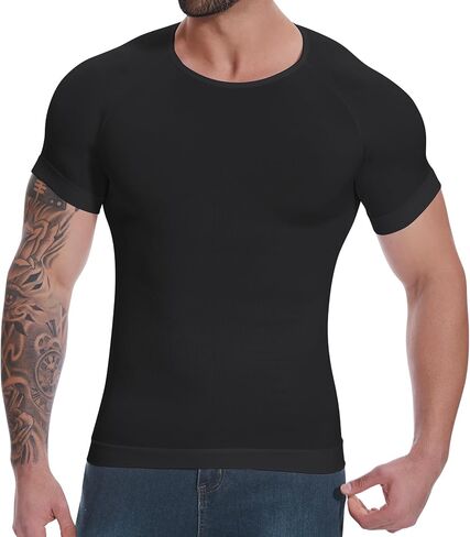 Mens Shapewear Body Shaper Slimming Mens Compression Shirt Tummy Control Undershirt Gynecomastia Abs Abdomen Tops in Saudi Arabia