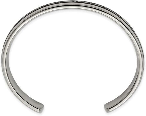 Titanium Polished with Black Rubber Design Cuff Bangle Bracelet 7.5" in Saudi Arabia