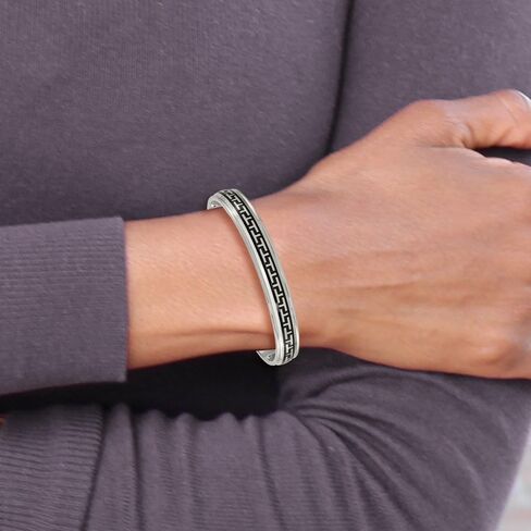 Titanium Polished with Black Rubber Design Cuff Bangle Bracelet 7.5" in Saudi Arabia