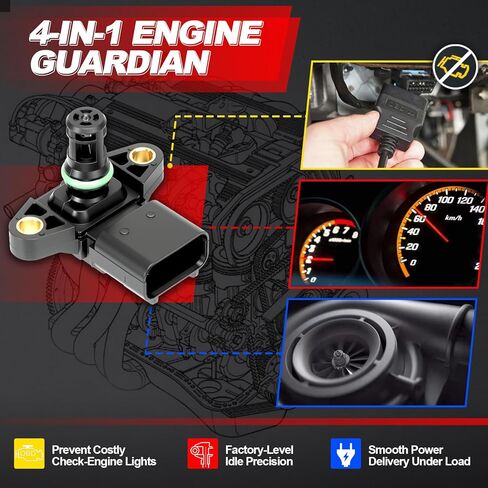 مستشعر MAP الضغط المطلق المتنوع: متوافق مع Ford Explorer 2013-19 V6 3.5L، Flex 2010-19 V6 3.5L، Mustang 2003-04 V8 4.6L، Taurus 2010-19 V6 3.5L؛Lincoln MKS 2010-16 V6 3.5L، MKT 2010-19 V6 3.5L in Kuwait