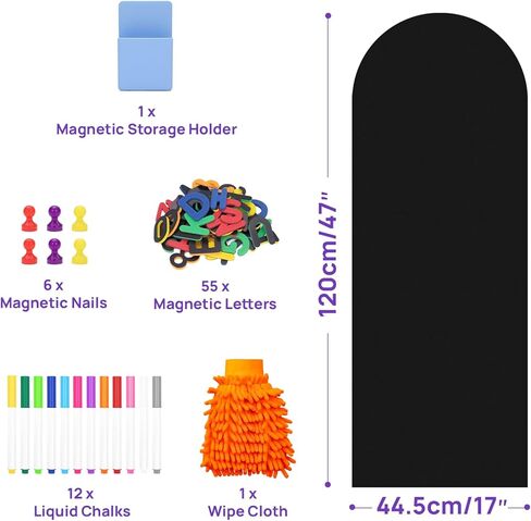 Arch Magnetic Wall Decal, 47" x 17" Magnetic Chalkboard for Wall, Self Adhesive Peel and Stick Wall Decal with Starter Kit for Home, Playroom and Classroom in Kuwait