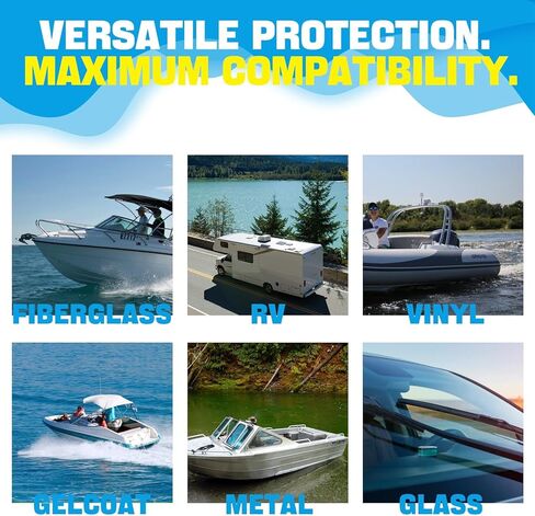 طلاء سيراميك بحري للقوارب - شمع RV مع حماية من الأشعة فوق البنفسجية للألياف الزجاجية | الحماية من أضرار الأشعة فوق البنفسجية وتحسين السطح | شمع رش القارب، منظف القوارب، ملحقات القوارب (2 قطعة) in Kuwait