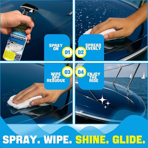 طلاء سيراميك بحري للقوارب - شمع RV مع حماية من الأشعة فوق البنفسجية للألياف الزجاجية | الحماية من أضرار الأشعة فوق البنفسجية وتحسين السطح | شمع رش القارب، منظف القوارب، ملحقات القوارب (2 قطعة) in Kuwait