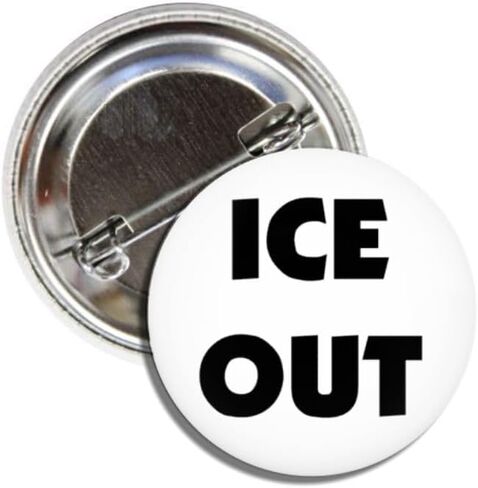 ICE OUT Pinback Button, Protest Movement Pin, 1.50 Inches, Abolish ICE White with Black Text in Saudi Arabia