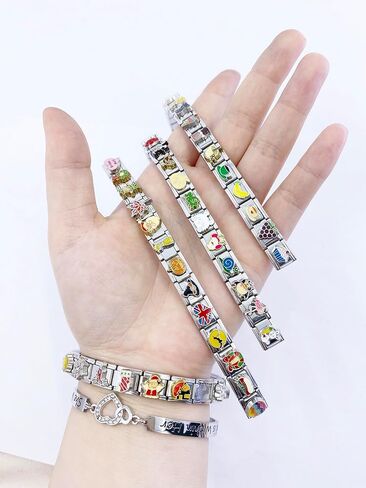 YOYONY 100 قطعة من السحر الإيطالي العشوائي للسوار، وصلات السوار الإيطالية، مجوهرات DIY للأصدقاء، الابنة، الأم، رفيق الروح، هدايا منزلية الصنع، مجمعة بالكامل وجاهزة للارتداء. in Saudi Arabia
