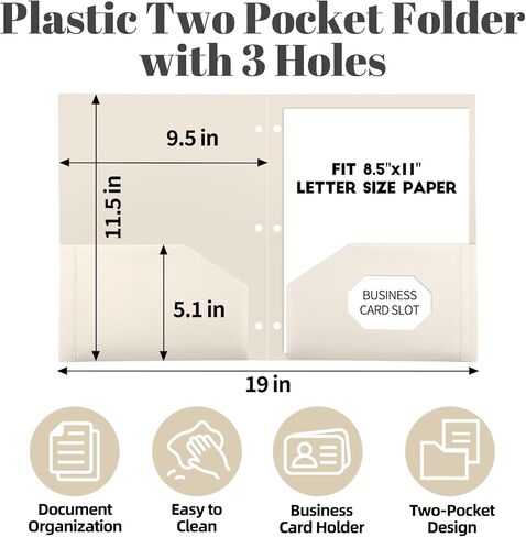 Pastel Pocket Folders for 3 Ring Binder, (7 Pack) 3 Hole Punched, Divider Folder for Notebooks, Heavy Duty Binder Folder for Document, Fit Letter Size Paper in Kuwait