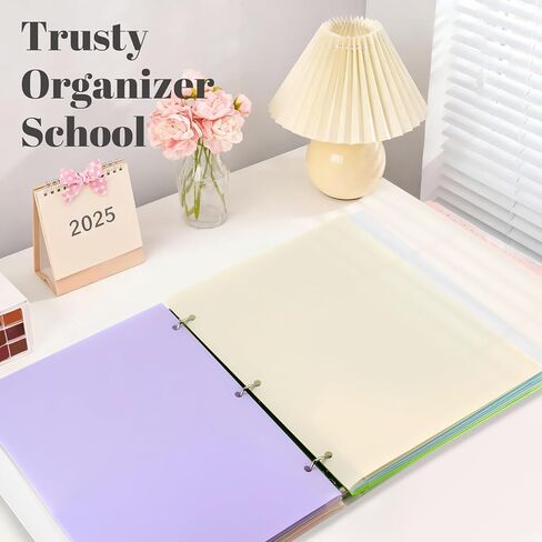 Pastel Pocket Folders for 3 Ring Binder, (7 Pack) 3 Hole Punched, Divider Folder for Notebooks, Heavy Duty Binder Folder for Document, Fit Letter Size Paper in Kuwait