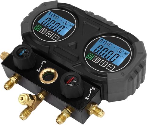 مقياس ضغط مبرد رقمي من Tissting 0-6000kPa/870psi HVAC، أداة تشخيصية احترافية للتيار المتردد لـ R134A R22 R410A مع شاشة LCD وخطاف خلفي in Kuwait