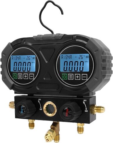 مقياس ضغط مبرد رقمي من Tissting 0-6000kPa/870psi HVAC، أداة تشخيصية احترافية للتيار المتردد لـ R134A R22 R410A مع شاشة LCD وخطاف خلفي in Kuwait