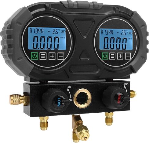 مقياس ضغط مبرد رقمي من Tissting 0-6000kPa/870psi HVAC، أداة تشخيصية احترافية للتيار المتردد لـ R134A R22 R410A مع شاشة LCD وخطاف خلفي in Kuwait
