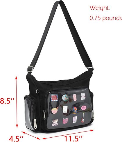 Canvas Ita Bag Crossbody Shoulder Bag Kawaii Purses and Handbags with Anime Pins Display in Saudi Arabia