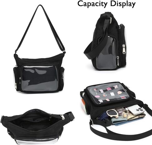 Canvas Ita Bag Crossbody Shoulder Bag Kawaii Purses and Handbags with Anime Pins Display in Saudi Arabia