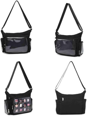 Canvas Ita Bag Crossbody Shoulder Bag Kawaii Purses and Handbags with Anime Pins Display in Saudi Arabia