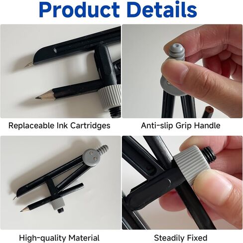 مجموعة بوصلة رسم ومنقلة مكونة من مجموعة واحدة - أداة بوصلة رسم احترافية وبوصلة للهندسة مع مبراة وممحاة، مناسبة لمحترفي الرسم والمتعلمين اليومي in Kuwait