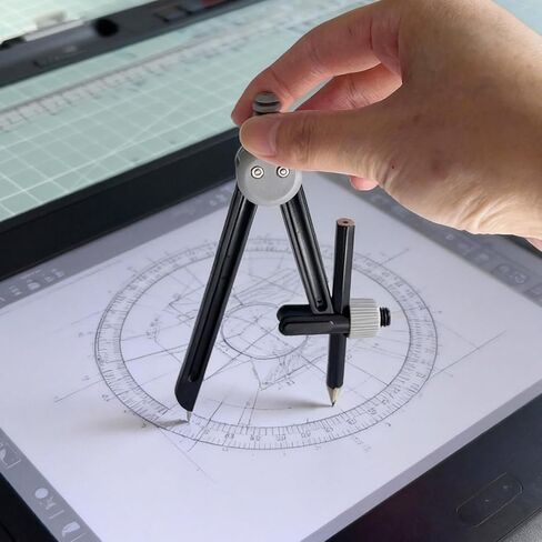 مجموعة بوصلة رسم ومنقلة مكونة من مجموعة واحدة - أداة بوصلة رسم احترافية وبوصلة للهندسة مع مبراة وممحاة، مناسبة لمحترفي الرسم والمتعلمين اليومي in Kuwait