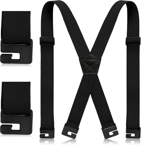 Janmercy Men's Suspenders X Back 1.48" Adjustable Elastic Hook Heavy Duty Airport Loop Under Clothing Hidden Suspenders in Saudi Arabia